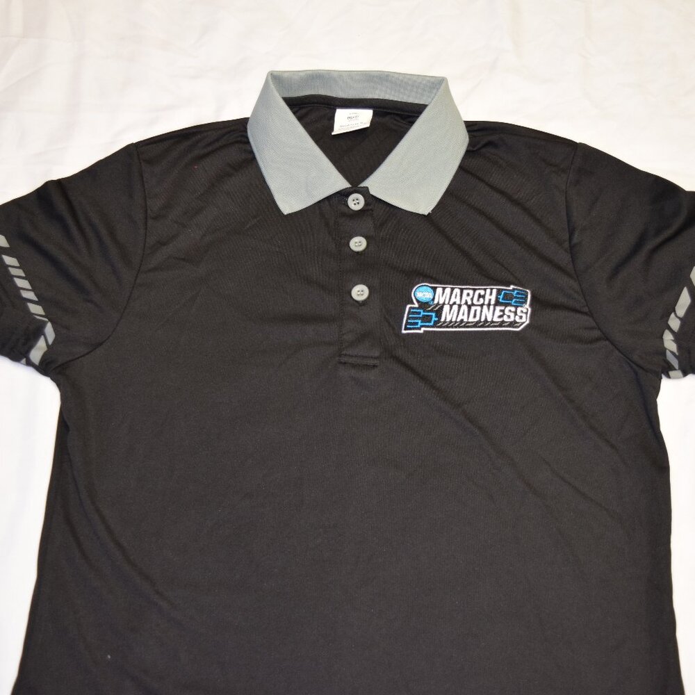 March Madness Black Polo Shirt with Gray Collar
